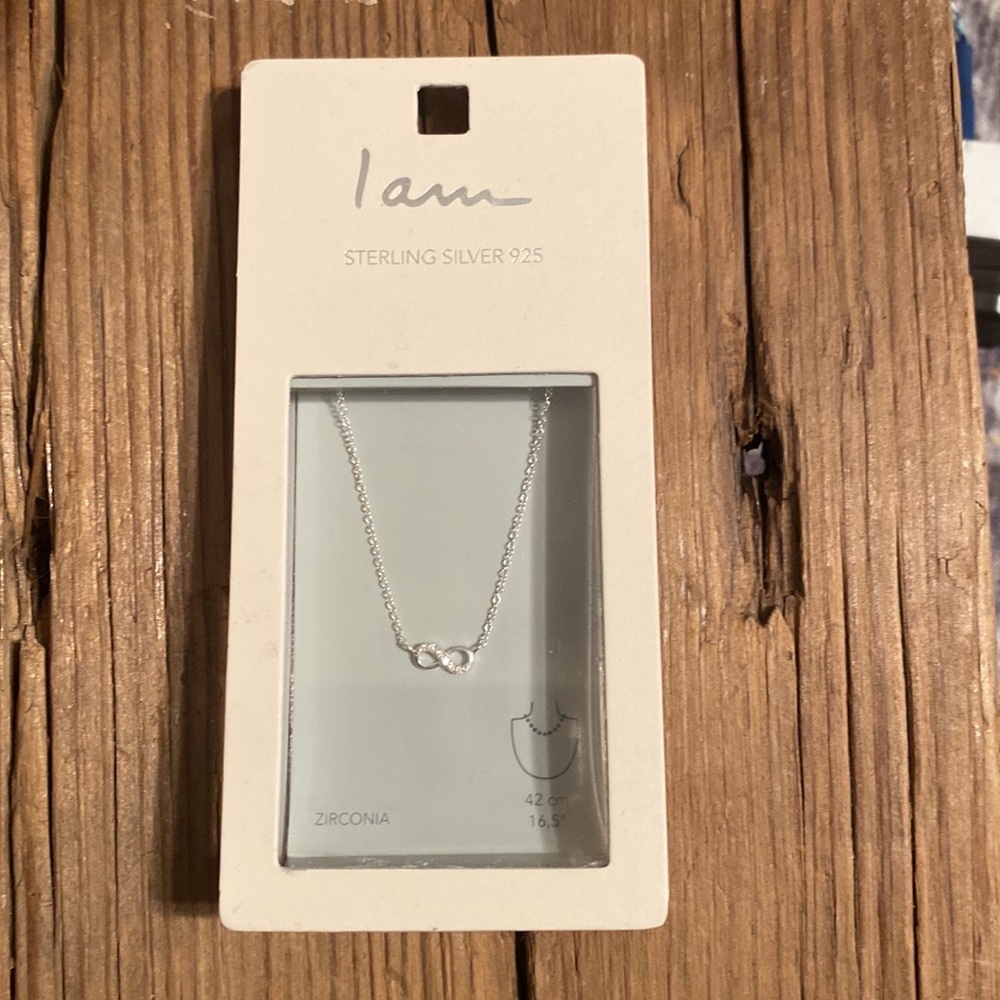 NWT sterling silver infinity necklace with cubic zirconia 16.5 inches